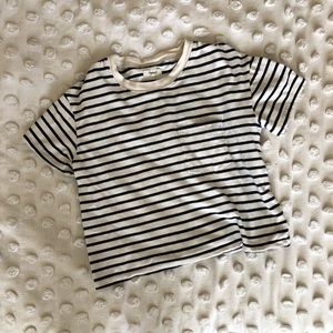 Madewell parisian stripe cropped pocket tee